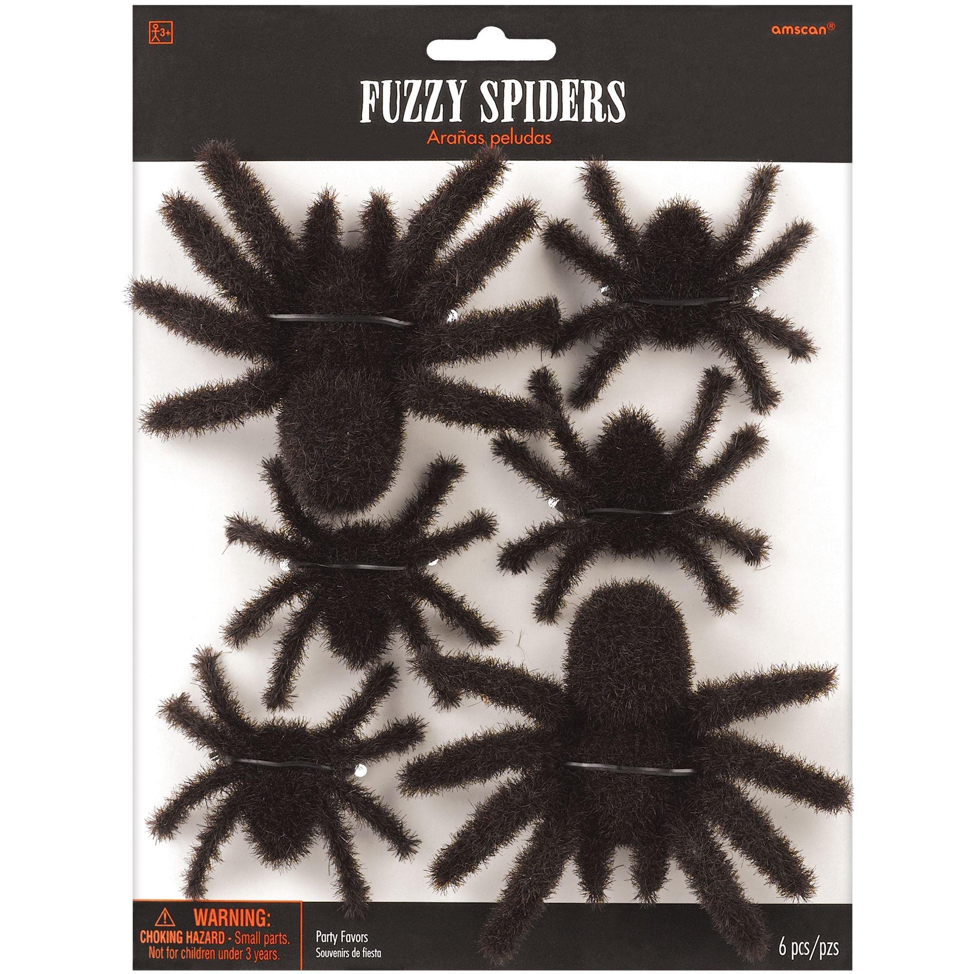Black Fuzzy Spiders 6ct - Image 2