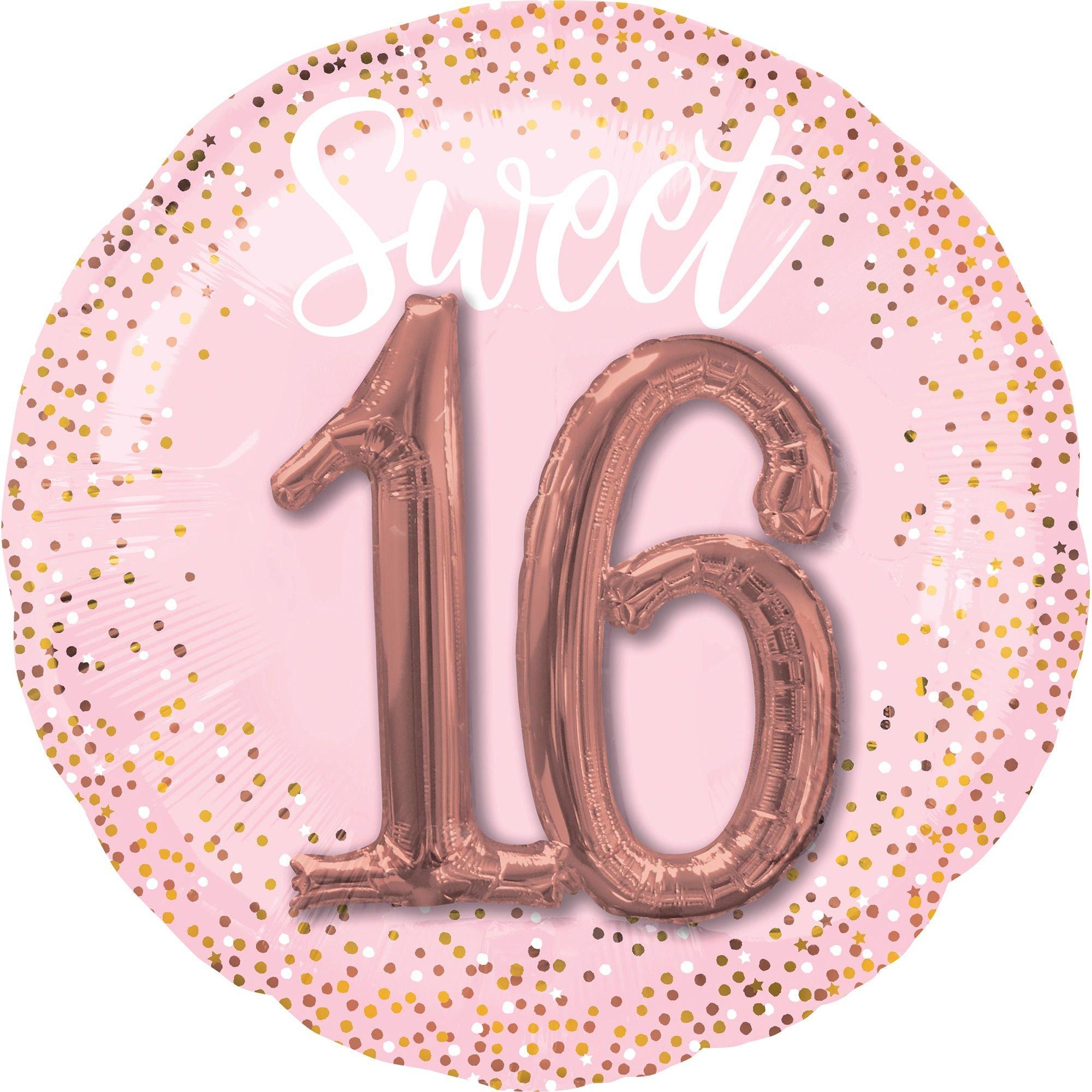 Giant Pink Sweet Sixteen 3D Balloon. 36in
