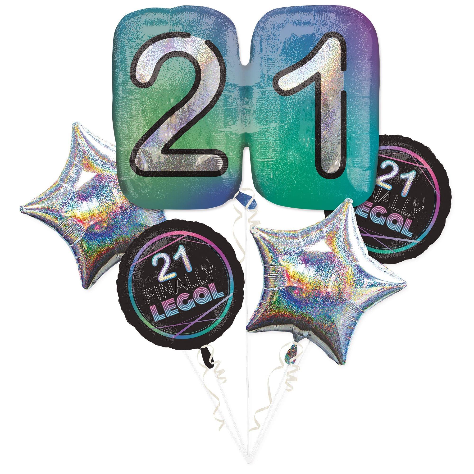 Finally 21 Birthday Foil Balloon Bouquet. 5pc
