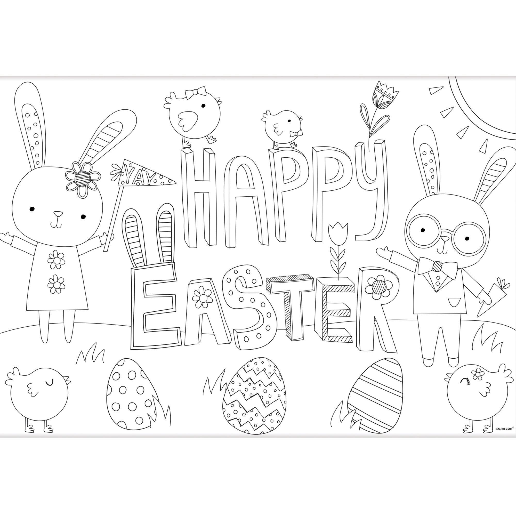 Hello Bunny Easter Coloring Placemats 24ct - Image 2