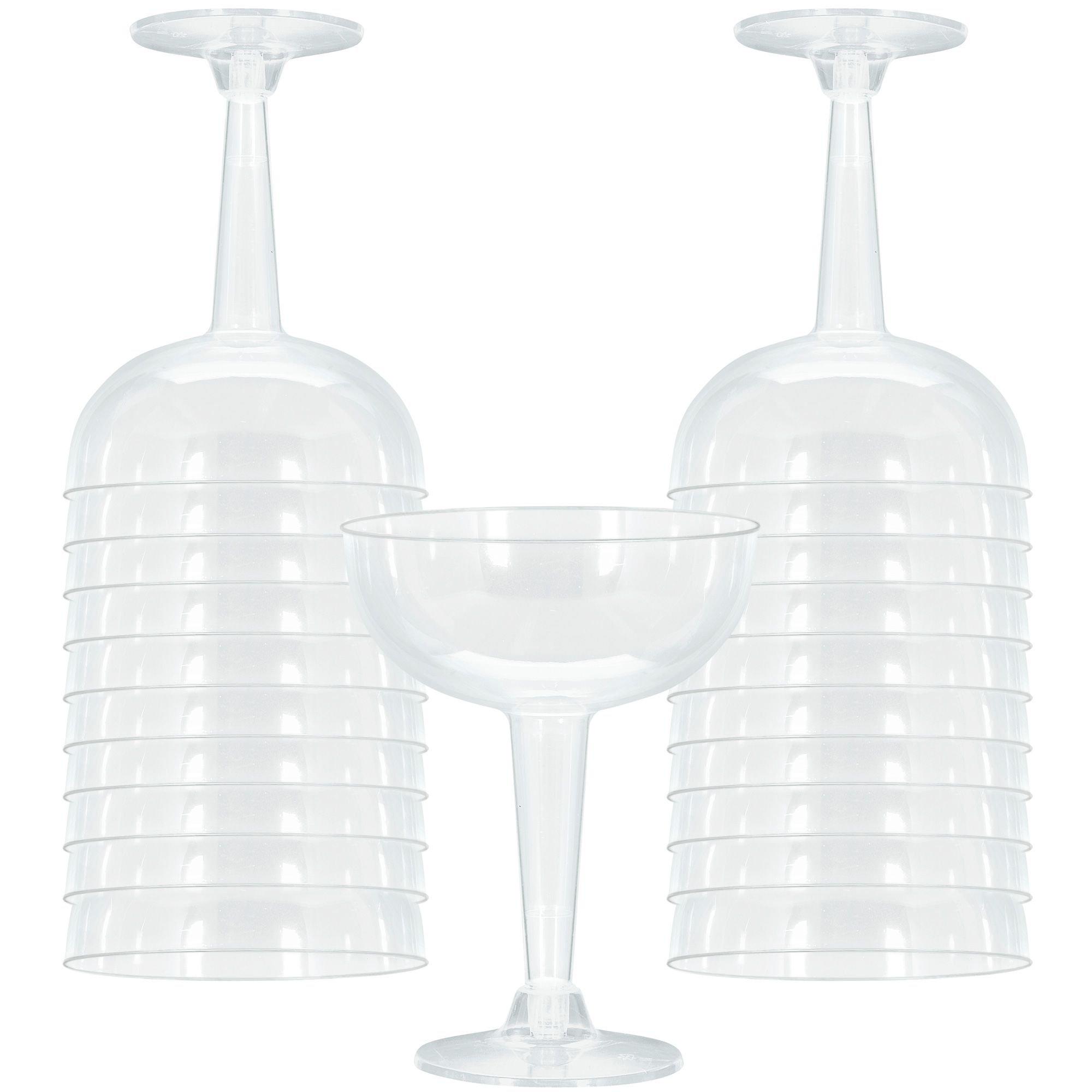 Clear Plastic Champagne Coupe Glasses. 8oz. 20ct