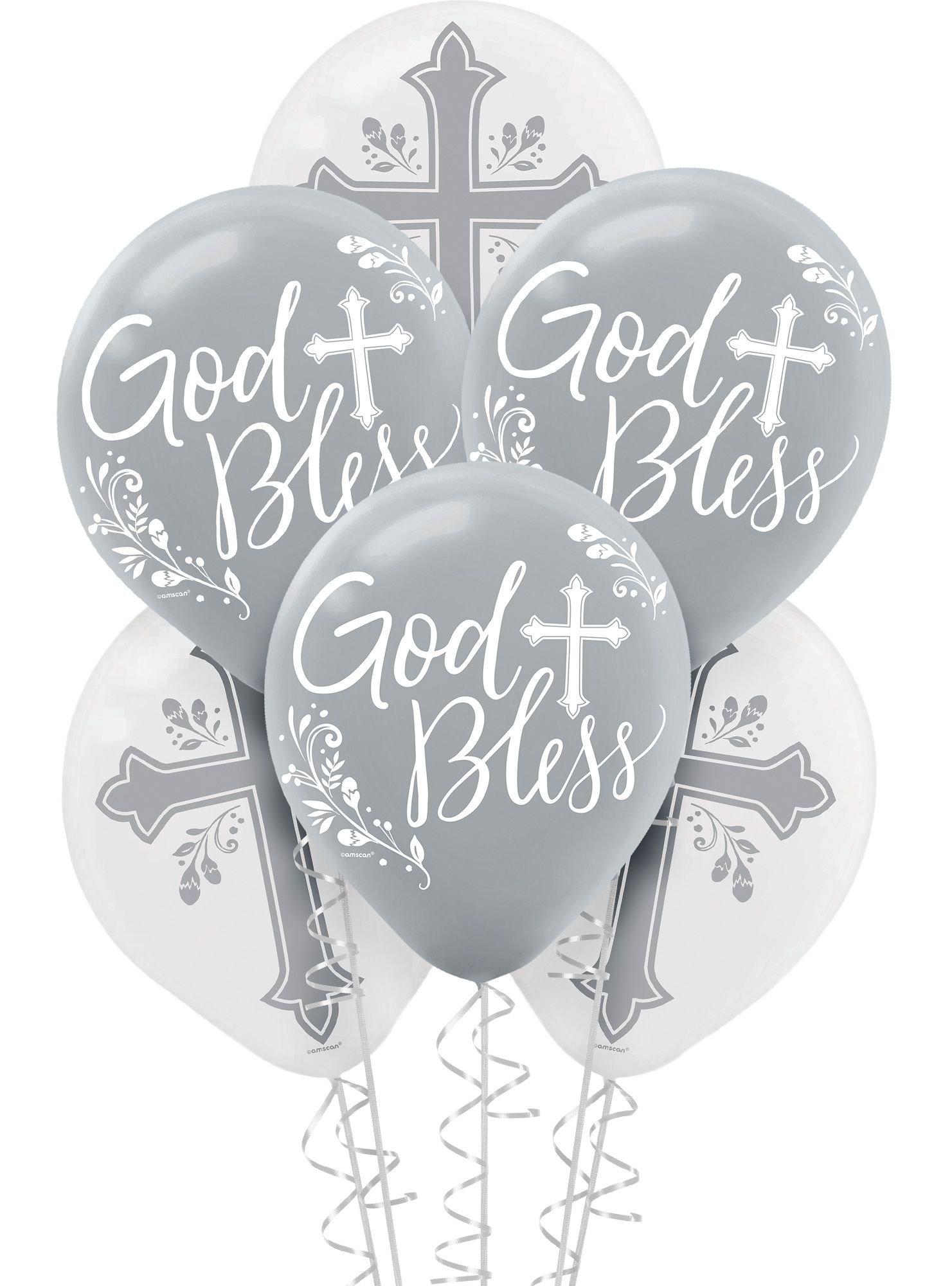 15ct. 12in. White & Silver Holy Day Latex Balloons