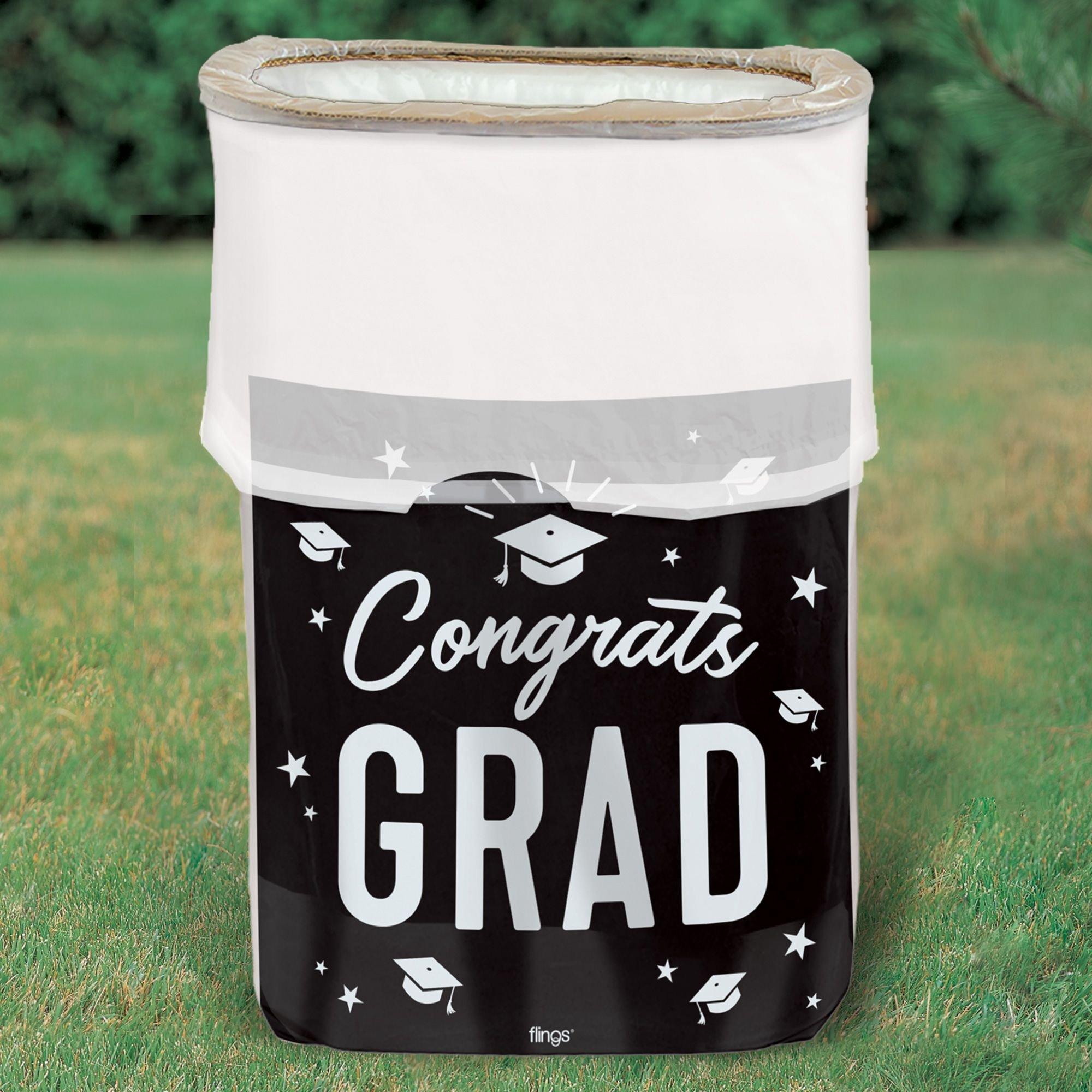Black & White Congrats Graduation Pop-Up Trash Bin - Image 3