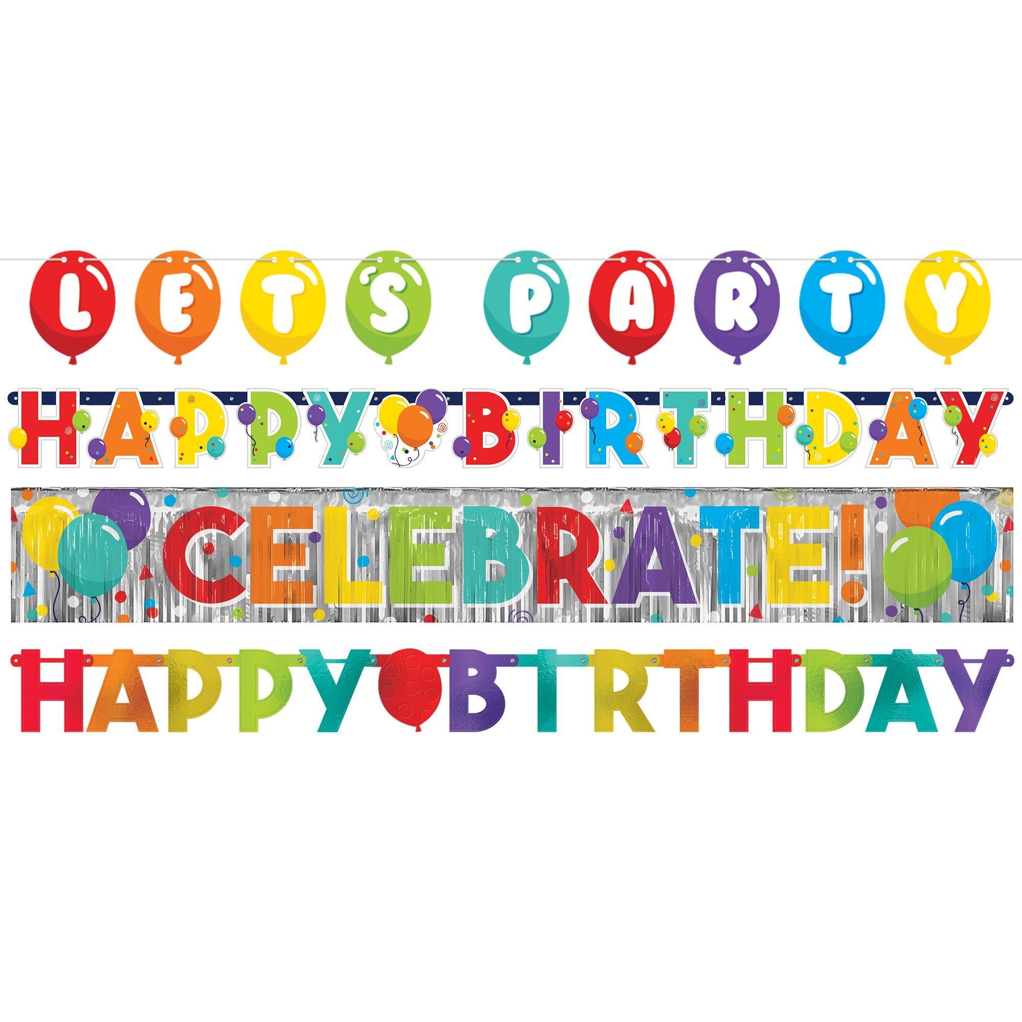 Birthday Balloons Banners. 4ct