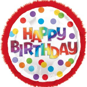 Giant Red Boa Rainbow Happy Birthday Balloon. 28in