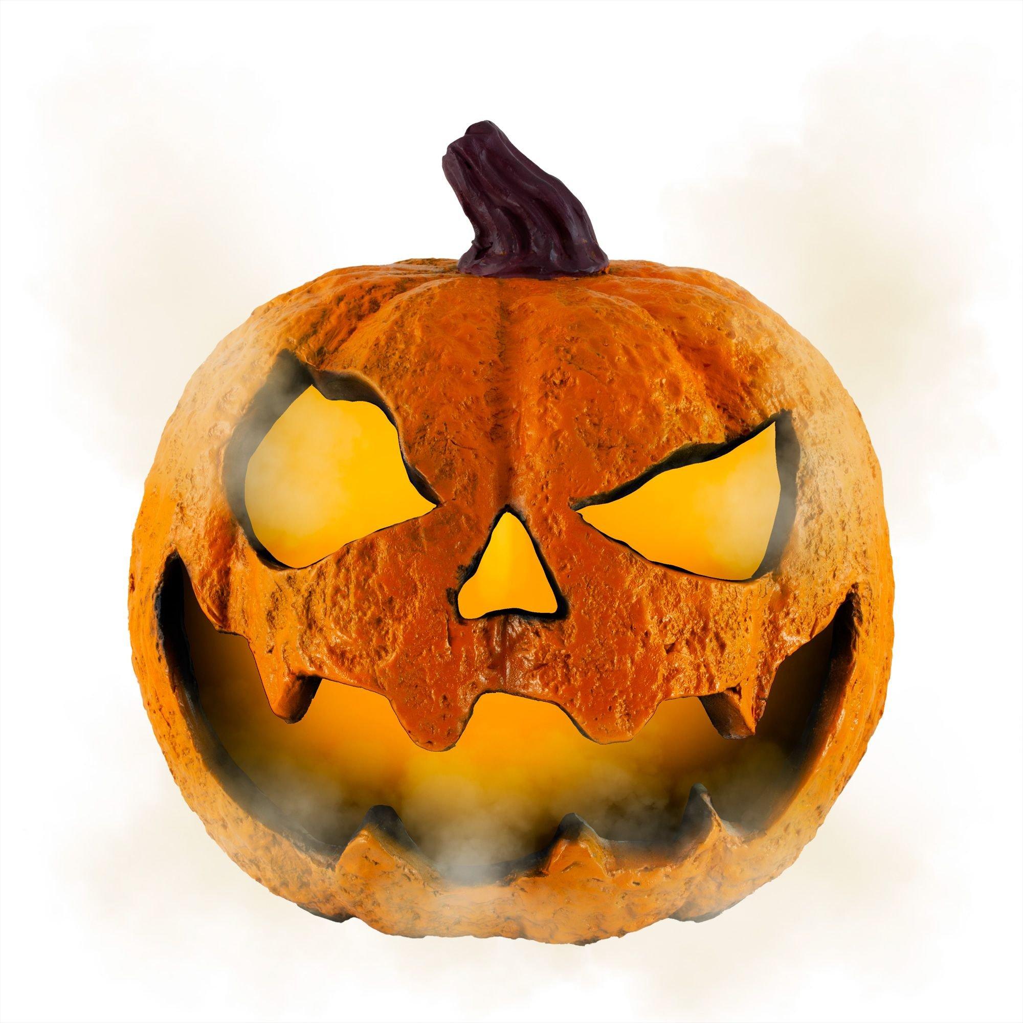Light-Up Misting Jack-o'-Lantern Plastic Decoration. 8.75in x 9in - Image 2
