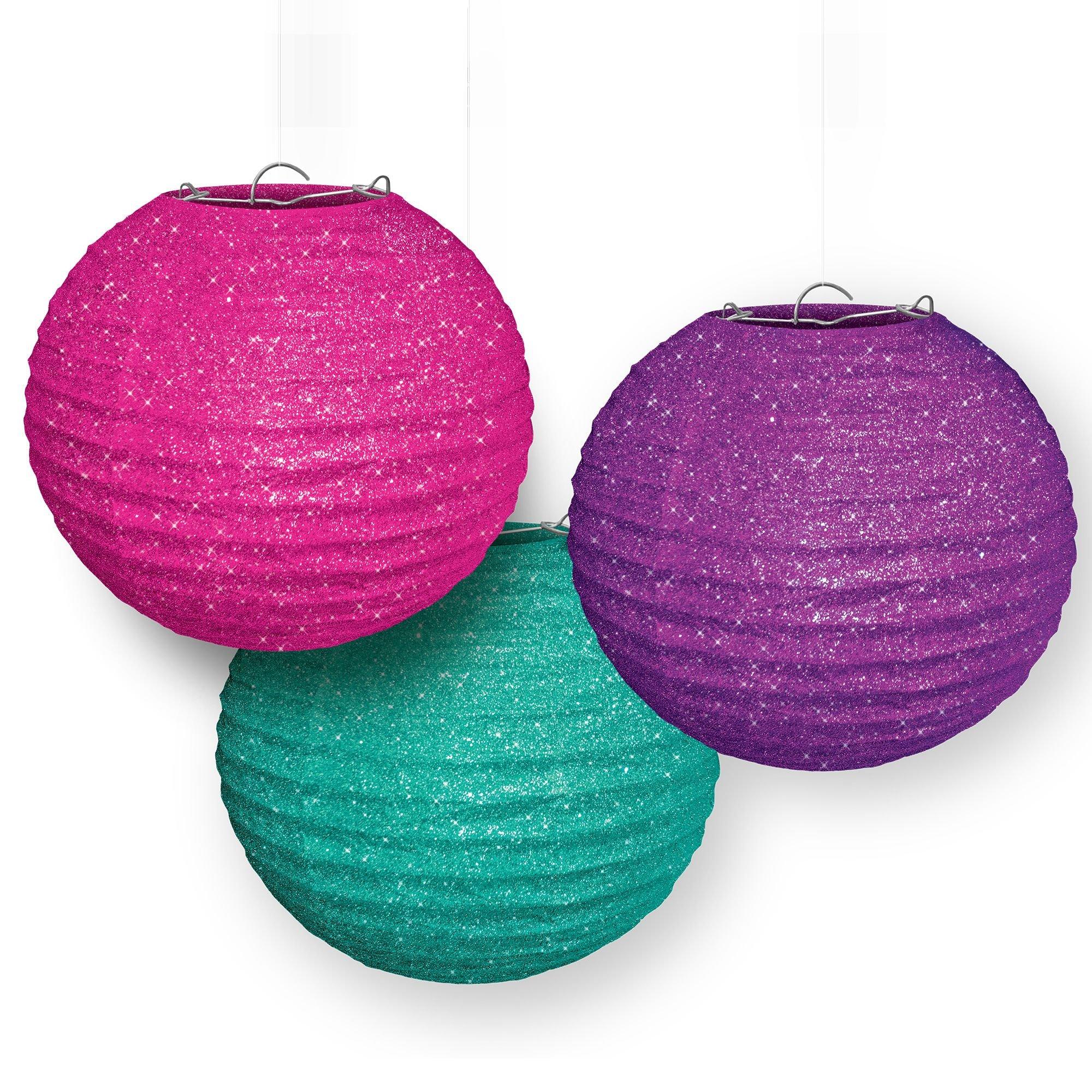 Glitter Sparkle Paper Lanterns. 3ct