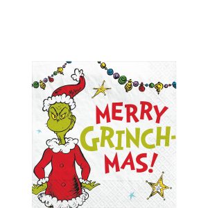 Merry Grinchmas Beverage Napkins. 5in. 16ct - Dr. Seuss