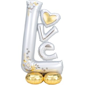AirLoonz Silver & Gold Love Balloon. 58in