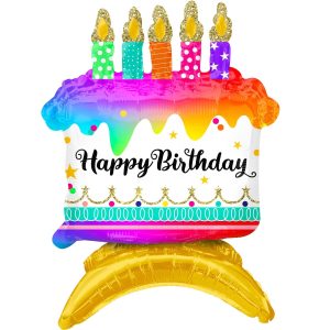 Air-Filled Sitting Birthday Cake Balloon. 15in