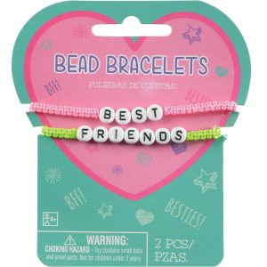 Neon Pink & Yellow Best Friends Beaded Bracelet Set. 2pc