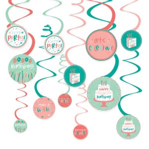 Happy Cake Day Birthday Swirl Decorations 12ct