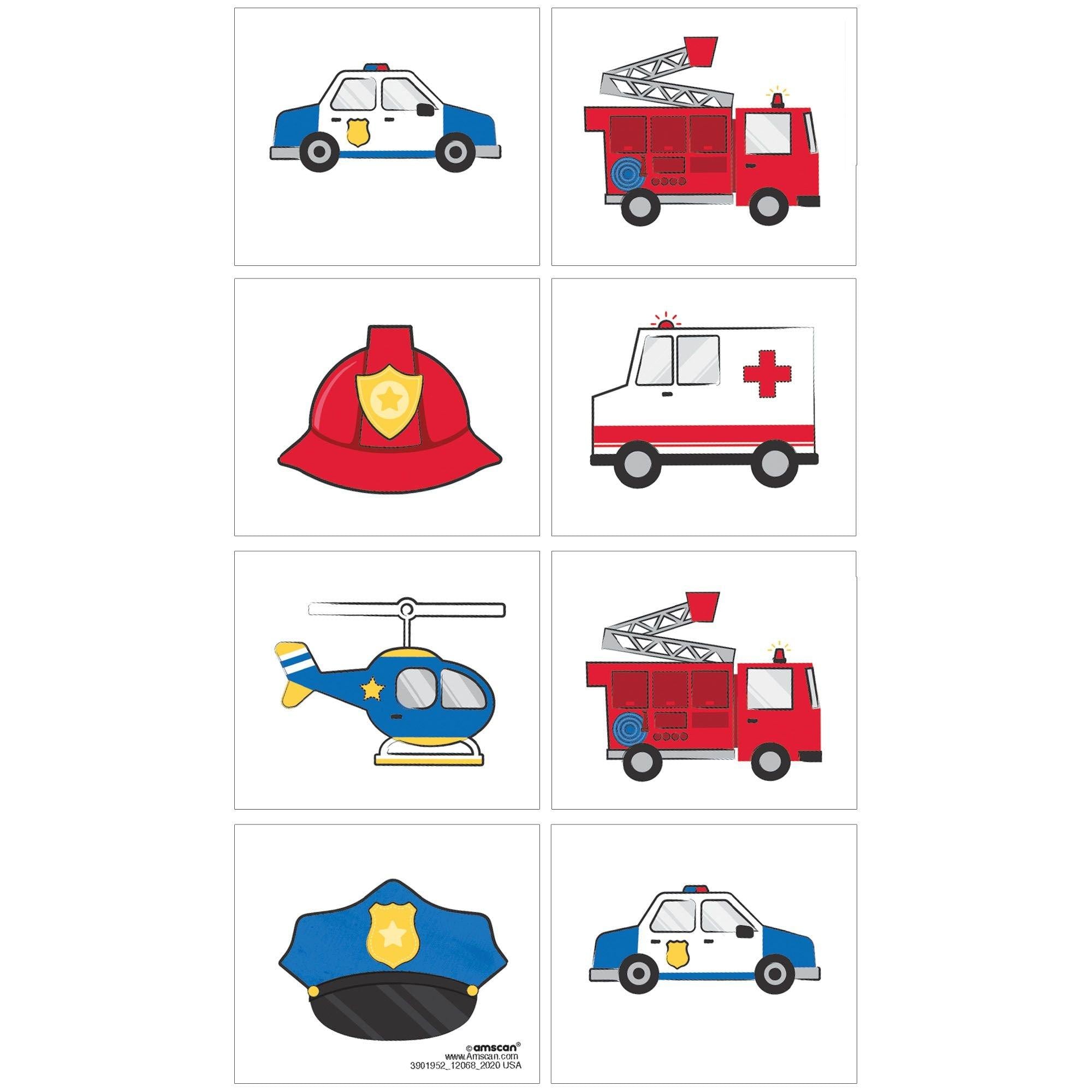 First Responders Tattoos. 1 Sheet