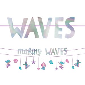Iridescent Shimmering Mermaids Making Waves Banners. 12ft. 2ct