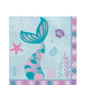 Shimmering Mermaids Paper Lunch Napkins. 6.5in. 16ct