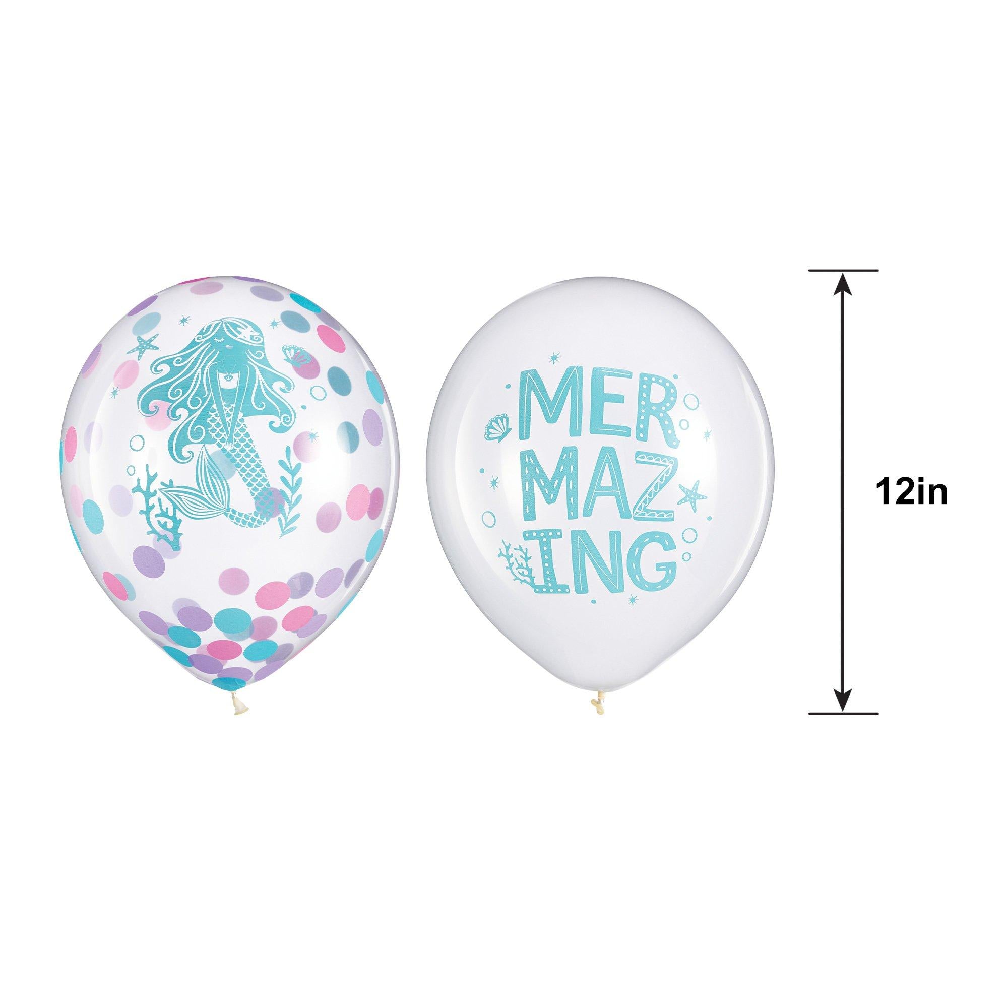 6ct. 12in. Shimmering Mermaids Confetti Latex Balloons - Image 6