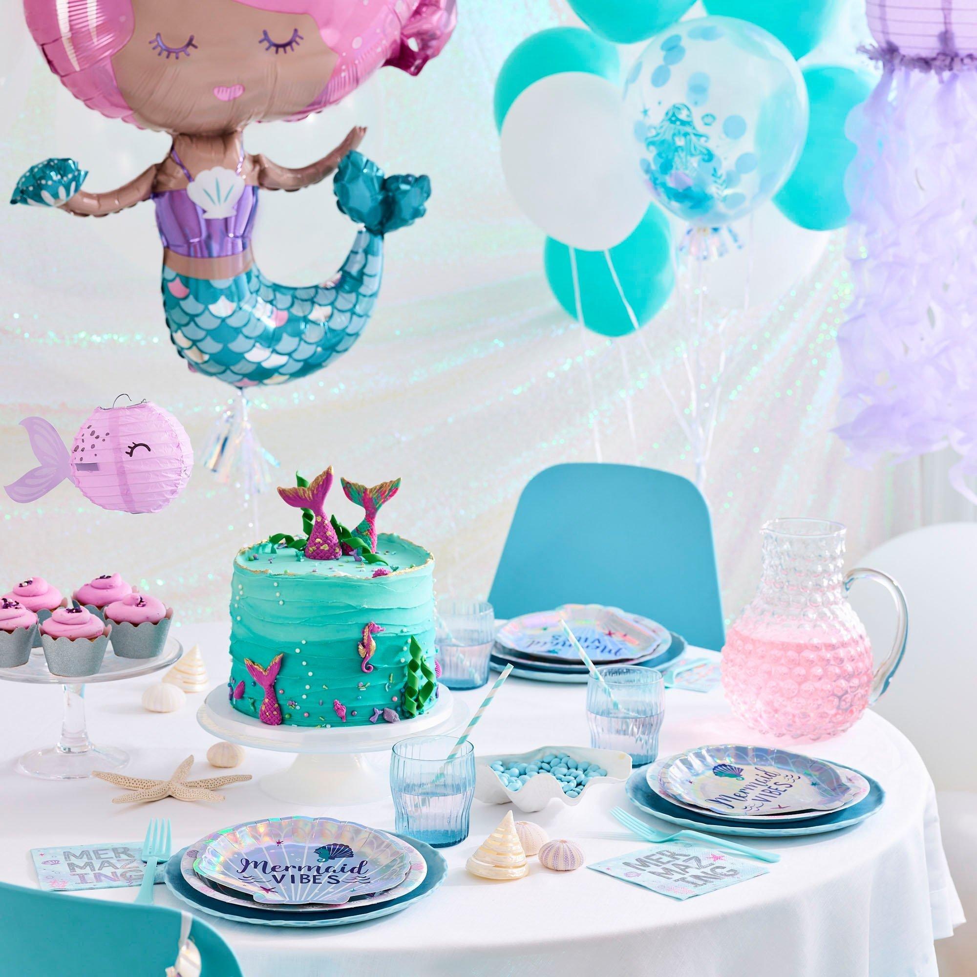 Mini Shimmering Mermaids Narwhal Paper Lanterns. 5in. 5ct - Image 2