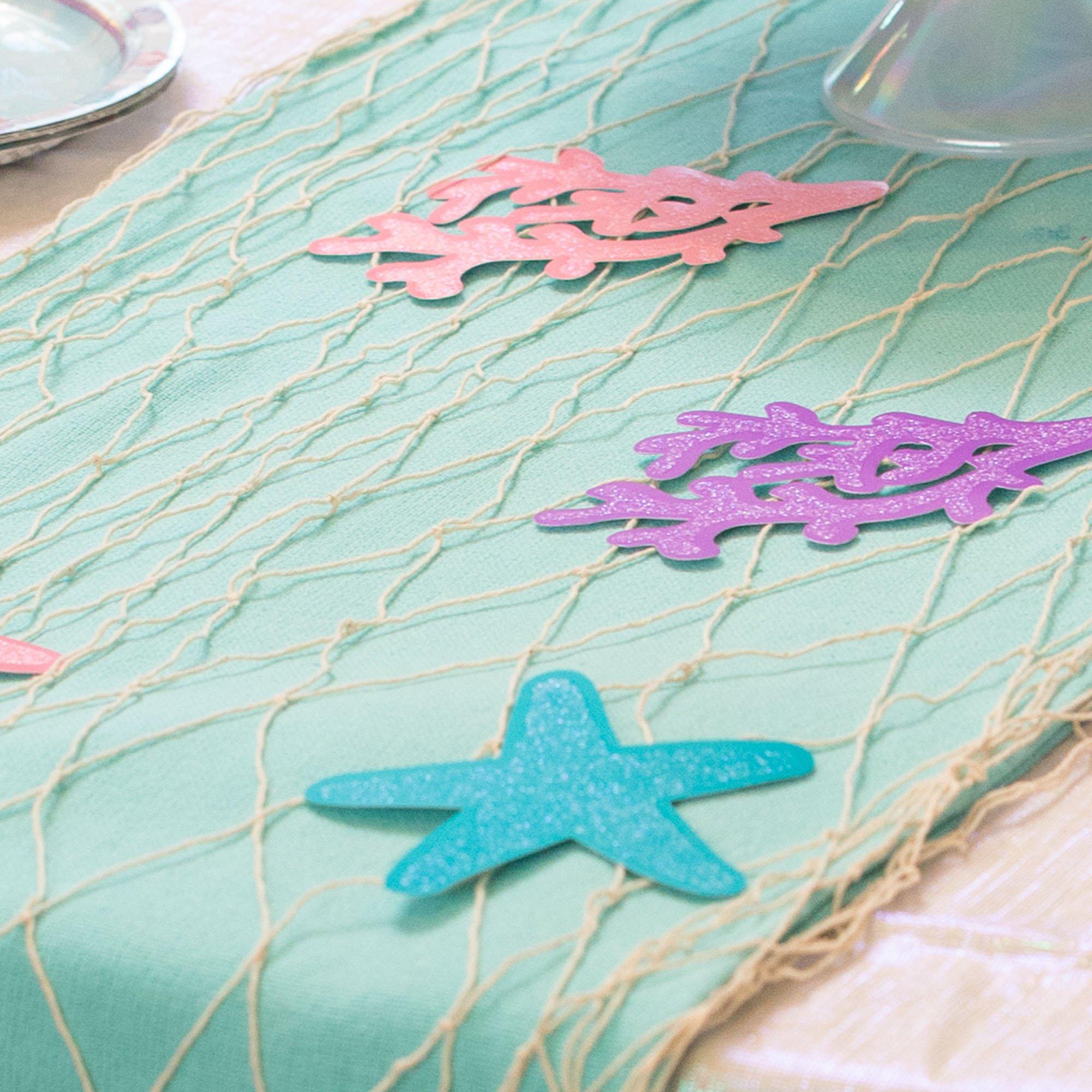 Glitter Shimmering Mermaids Fishnet Table Runner Decorating Kit. 13pc - Image 2
