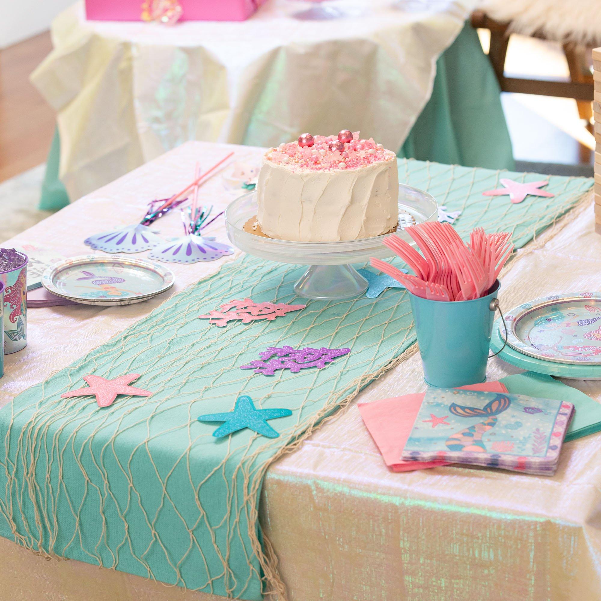 Glitter Shimmering Mermaids Fishnet Table Runner Decorating Kit. 13pc - Image 3