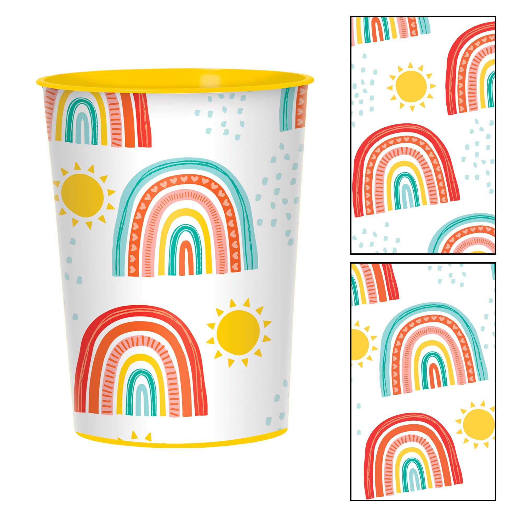 Retro Rainbow Plastic Favor Cup. 16oz