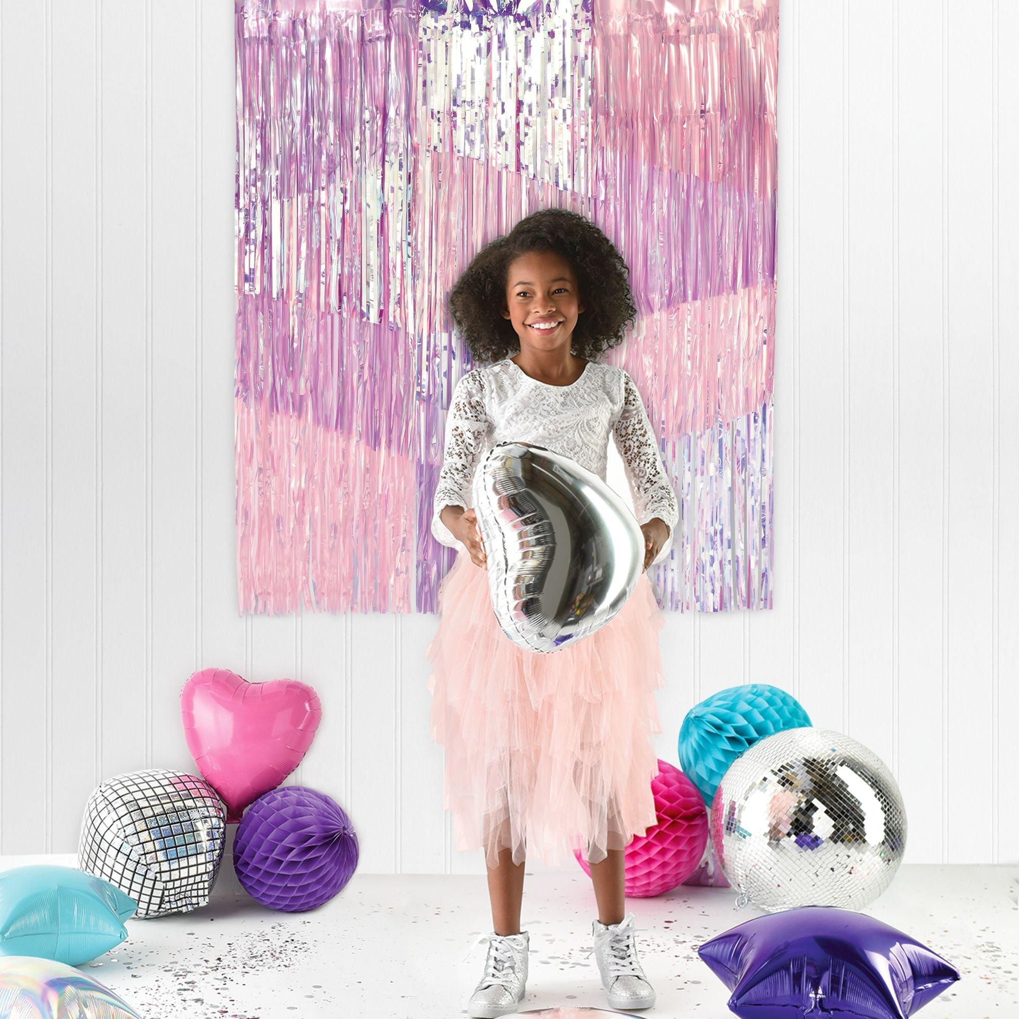 Iridescent Luminous Pastel Fringe Backdrop Curtain. 36in x 48in