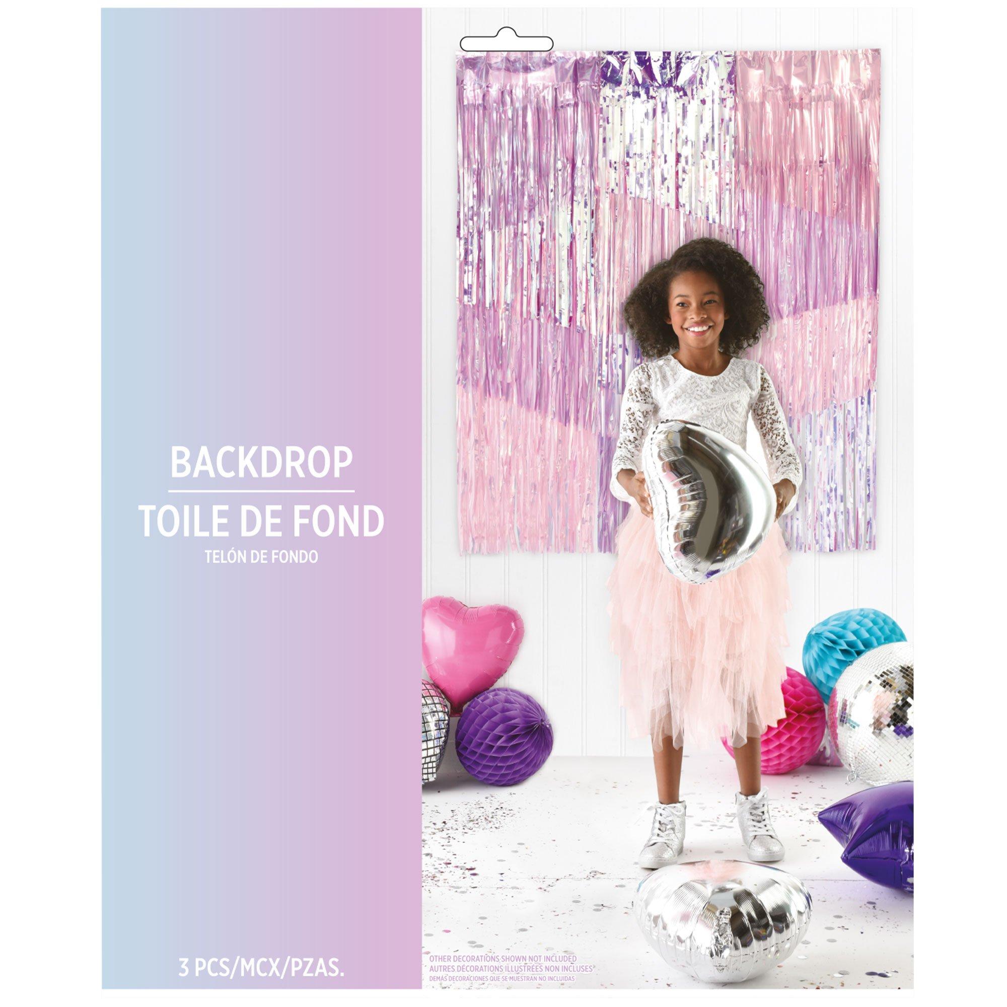 Iridescent Luminous Pastel Fringe Backdrop Curtain. 36in x 48in - Image 4