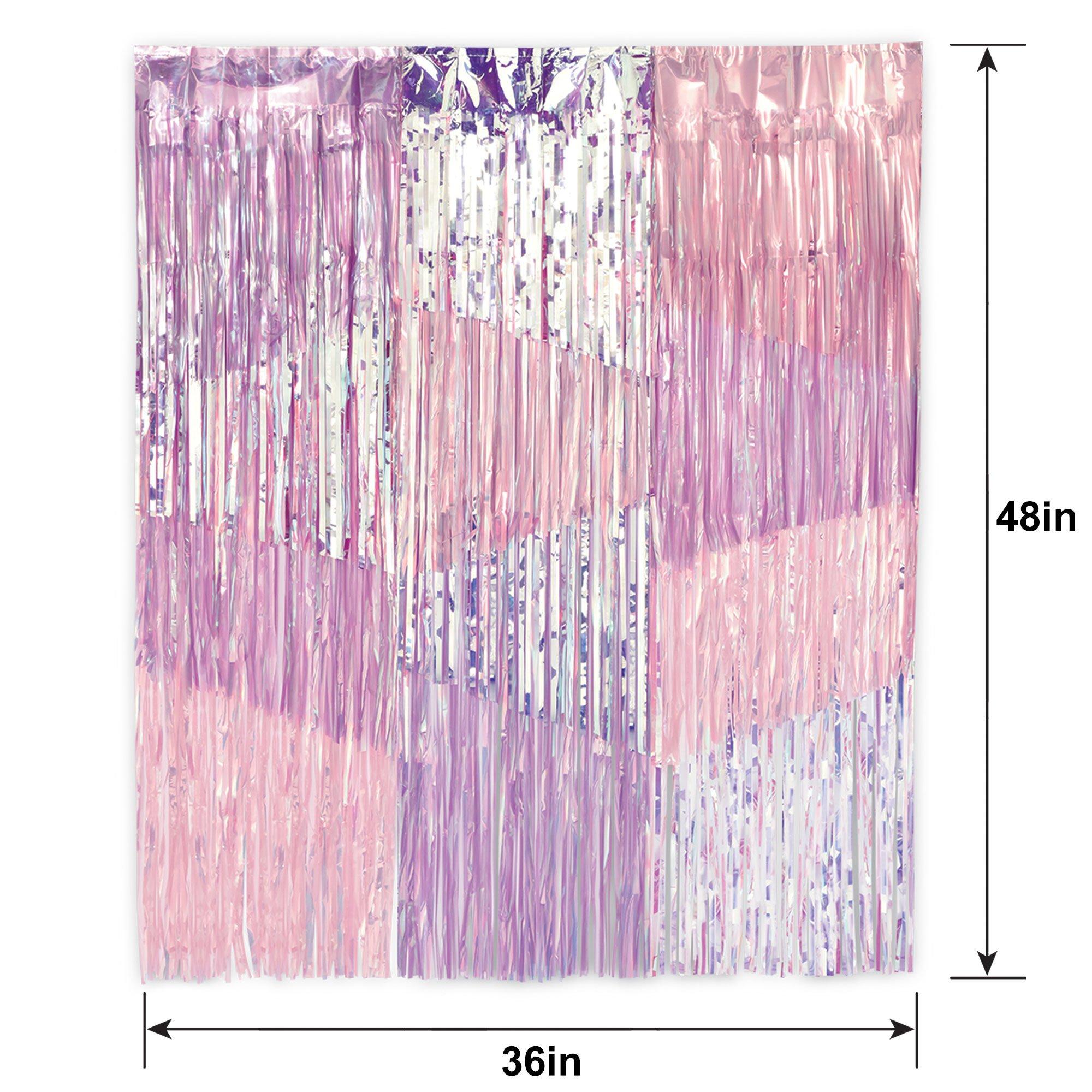 Iridescent Luminous Pastel Fringe Backdrop Curtain. 36in x 48in - Image 5