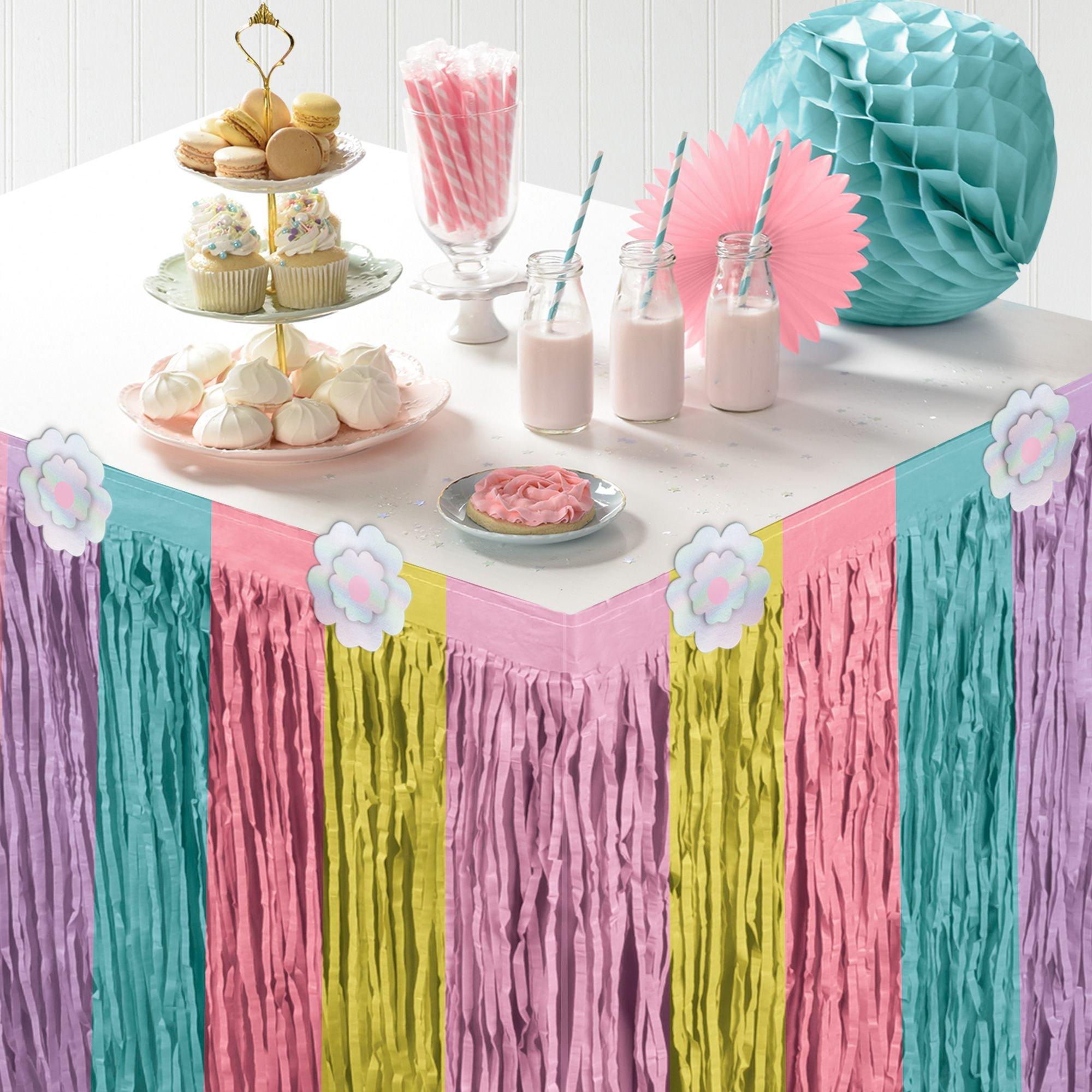 Enchanted Unicorn Striped Table Skirt. 10ft x 29in