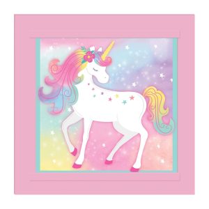 Enchanted Unicorn Customizable Birthday Chalkboard Easel Sign. 12in x 12in