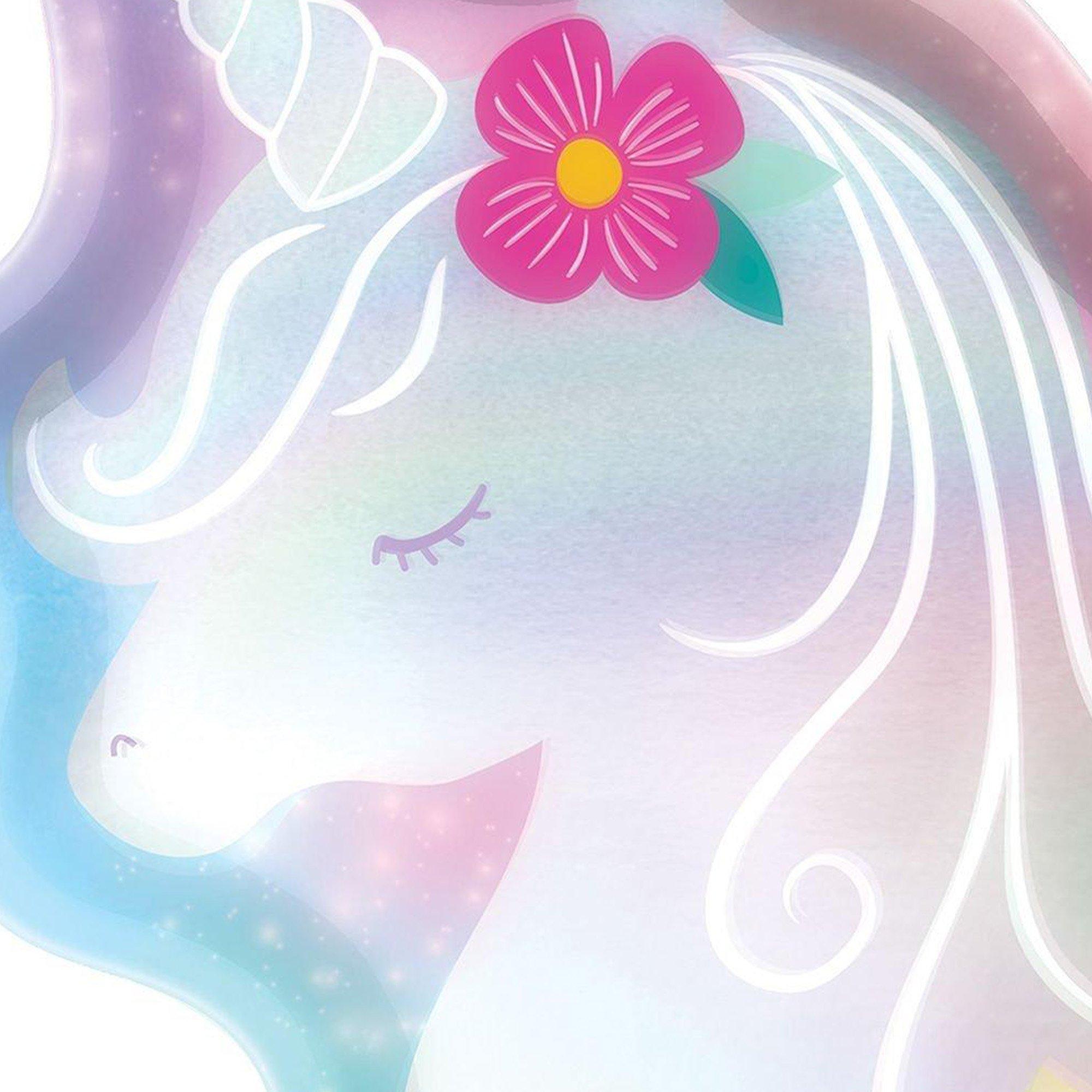 Iridescent Enchanted Unicorn Shaped Paper Plates. 7in. 8ct - Image 2