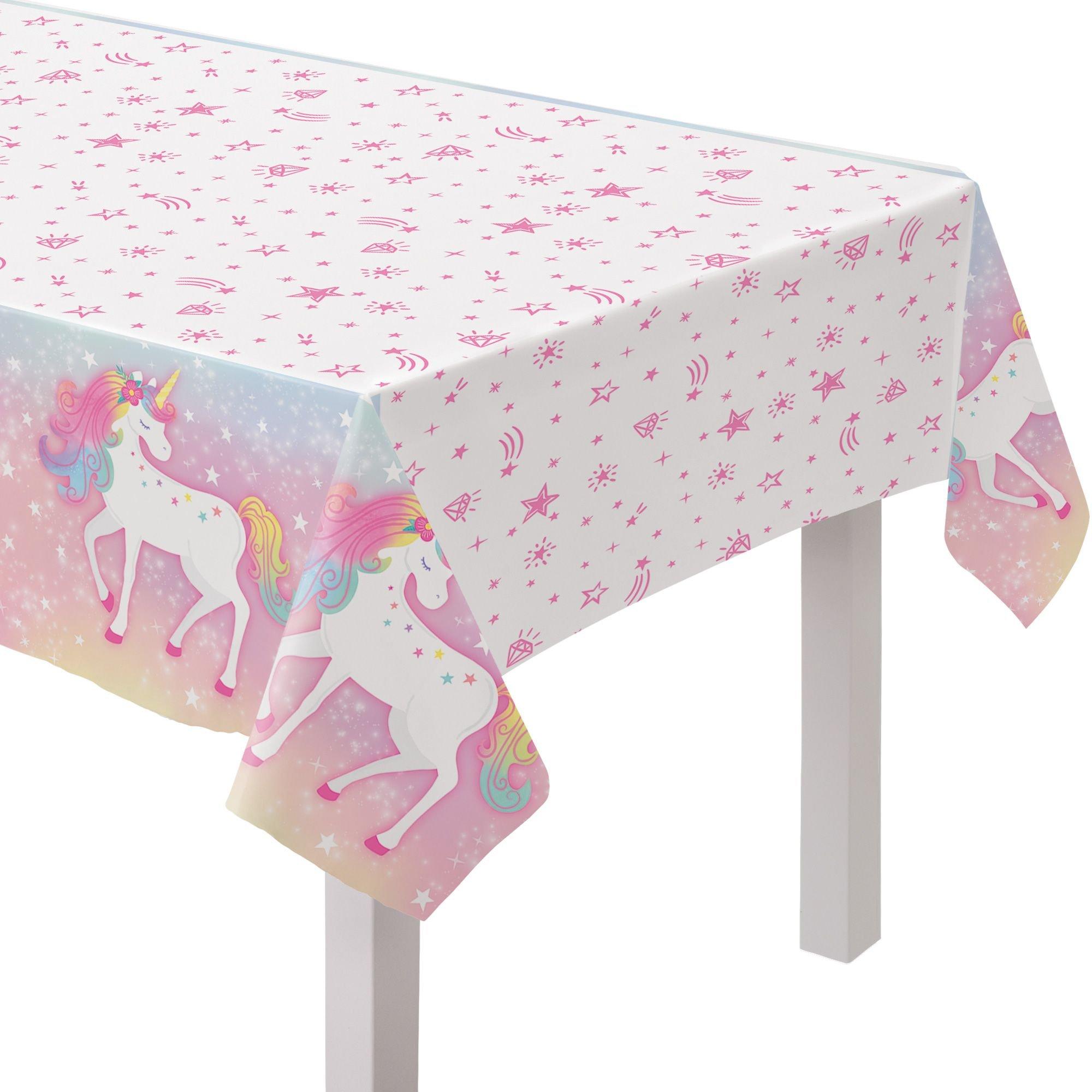 Enchanted Unicorn Plastic Table Cover. 54in x 96in
