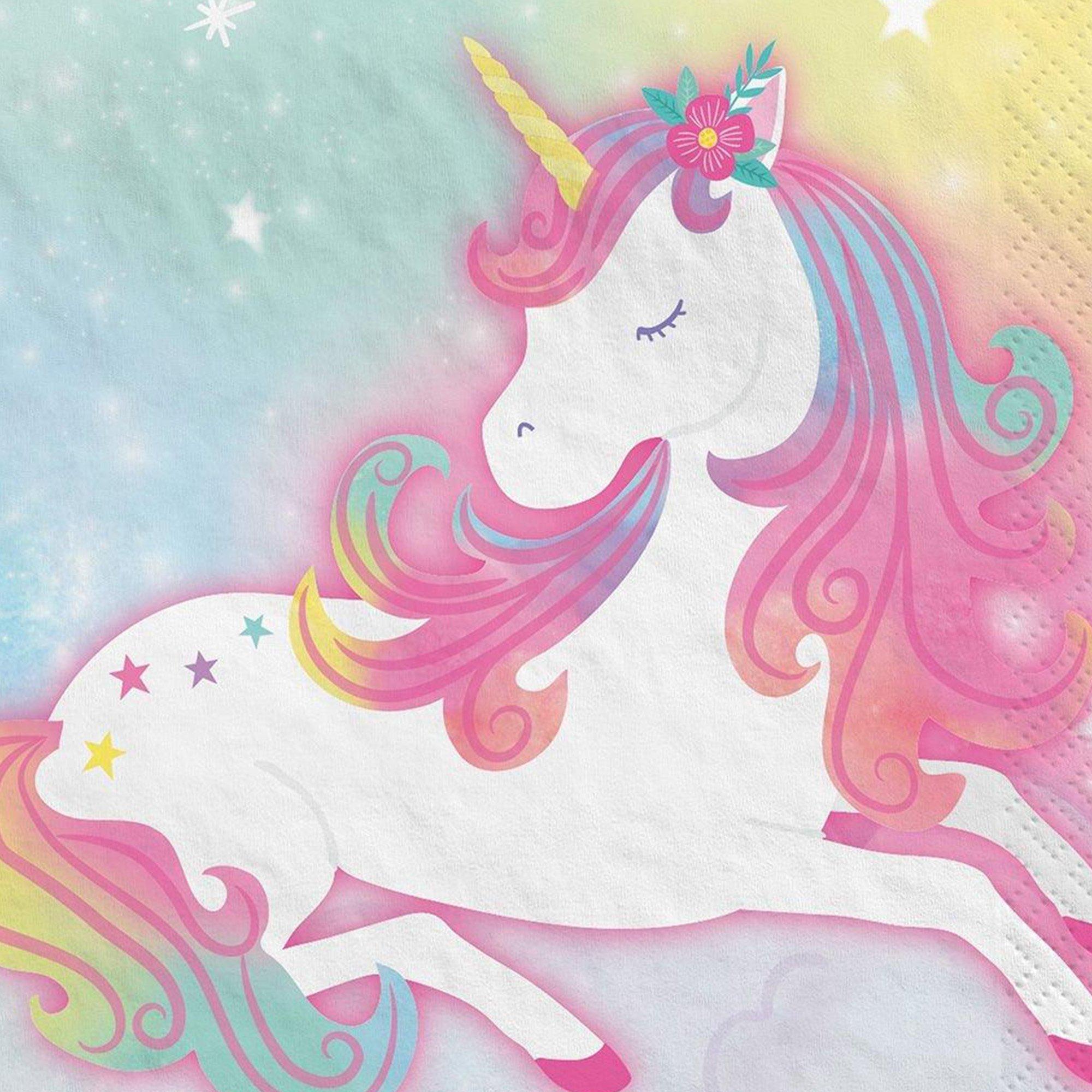 Enchanted Unicorn Paper Beverage Napkins. 5in. 16ct - Image 2