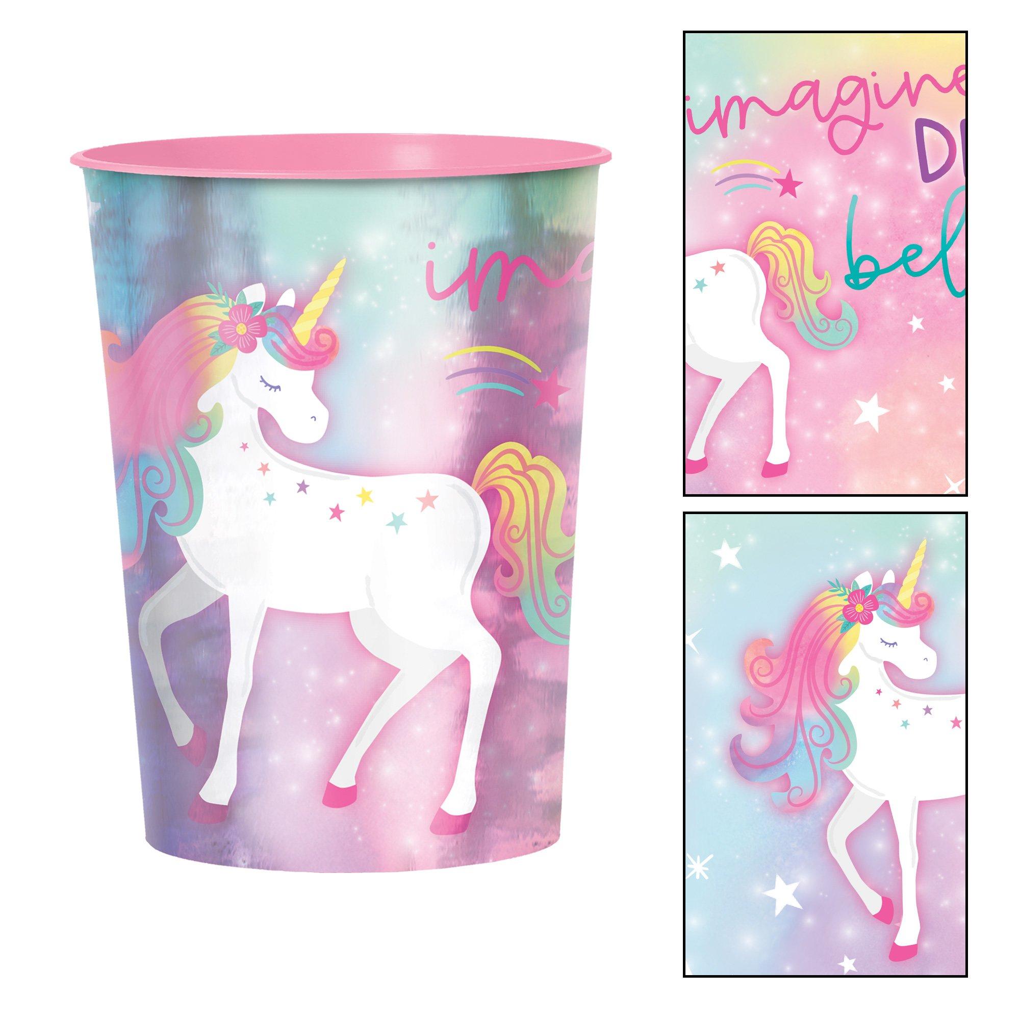 Metallic Enchanted Unicorn Plastic Favor Cup. 16oz