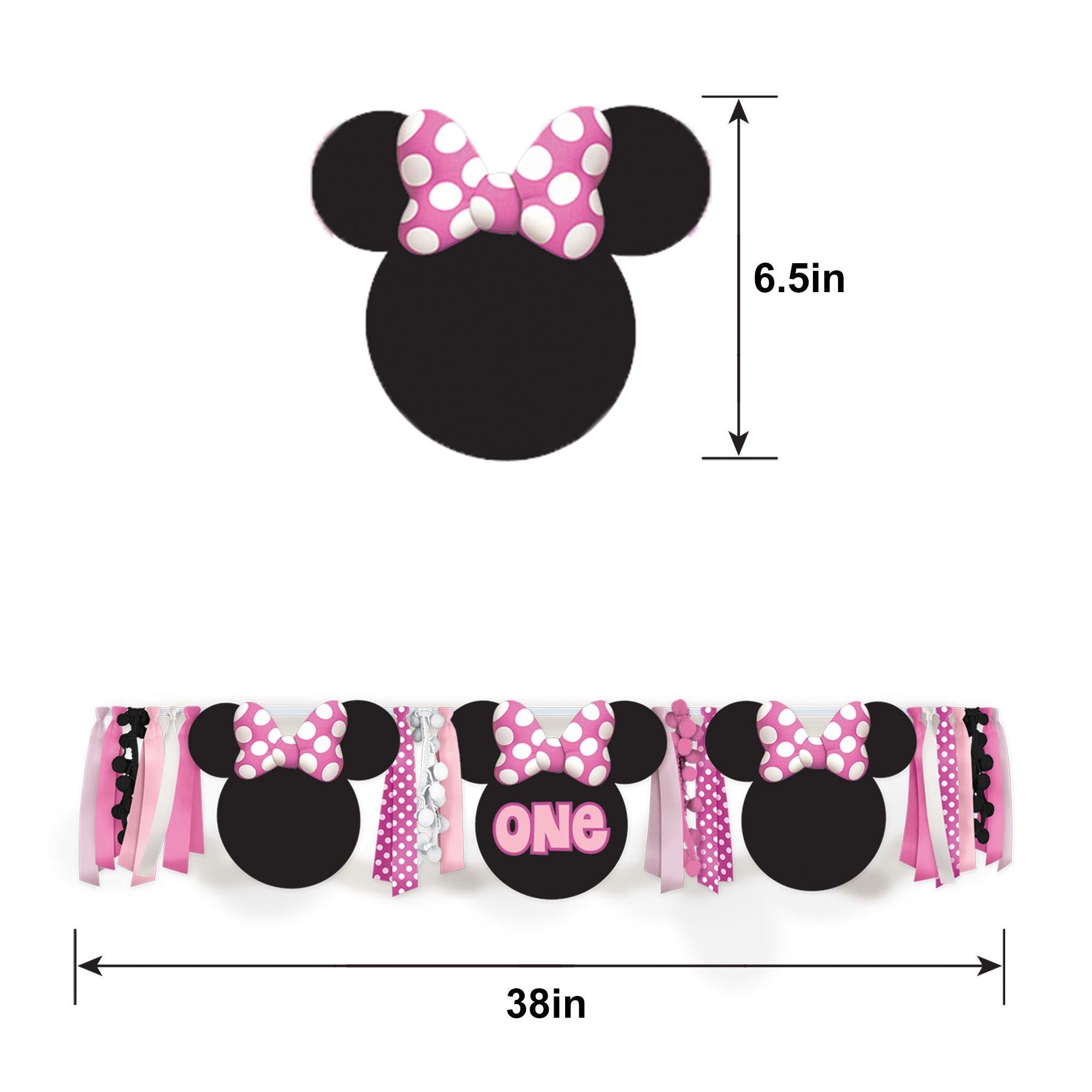 Minnie Mouse Forever 1st Birthday Fabric & Ribbon High Chair Decoration. 38in - Image 4