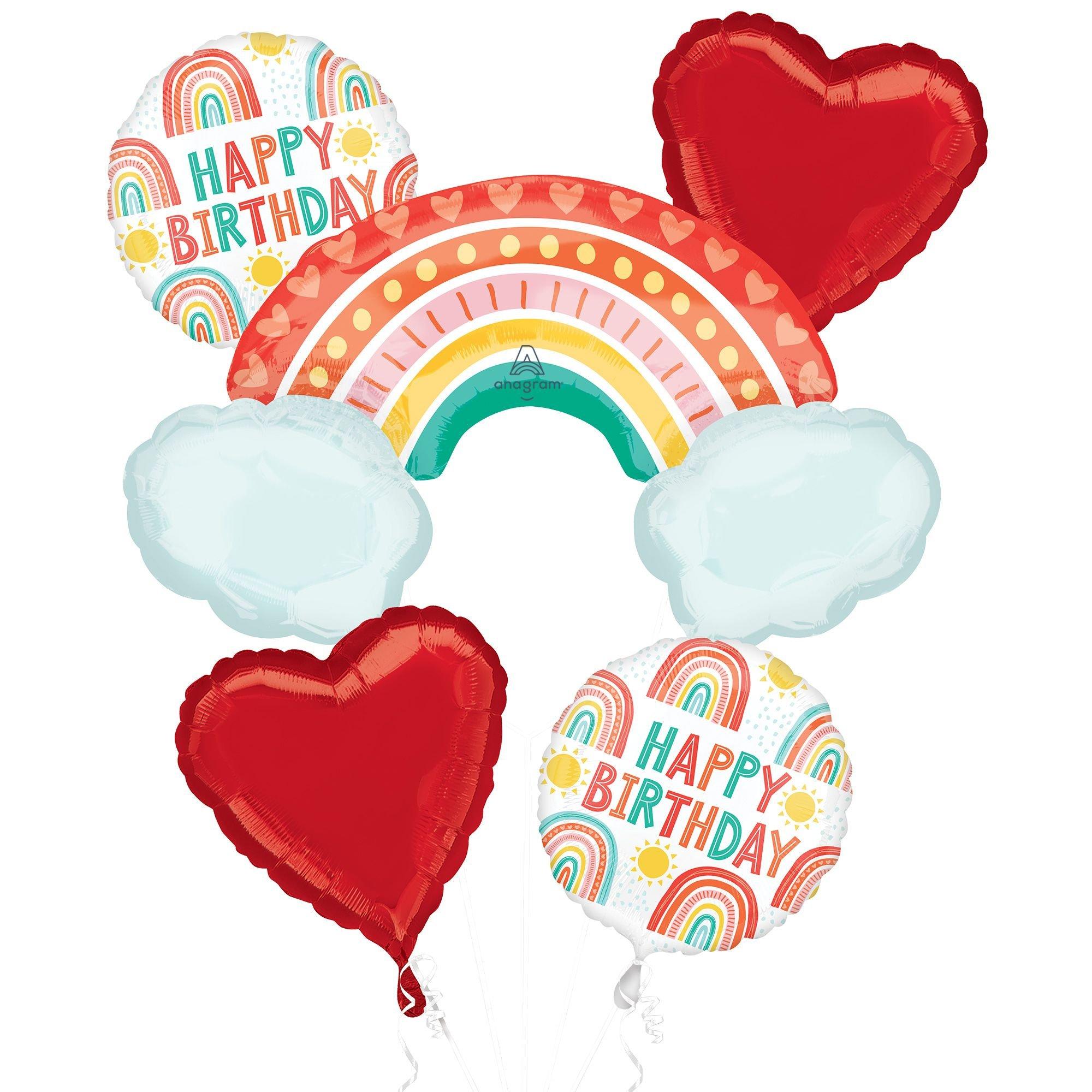 Retro Rainbow Foil Balloon Bouquet. 5pc