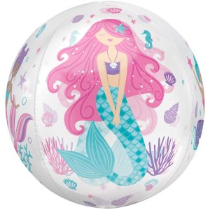 Shimmering Mermaid Plastic Balloon. 15in x 16in - See Thru Orbz