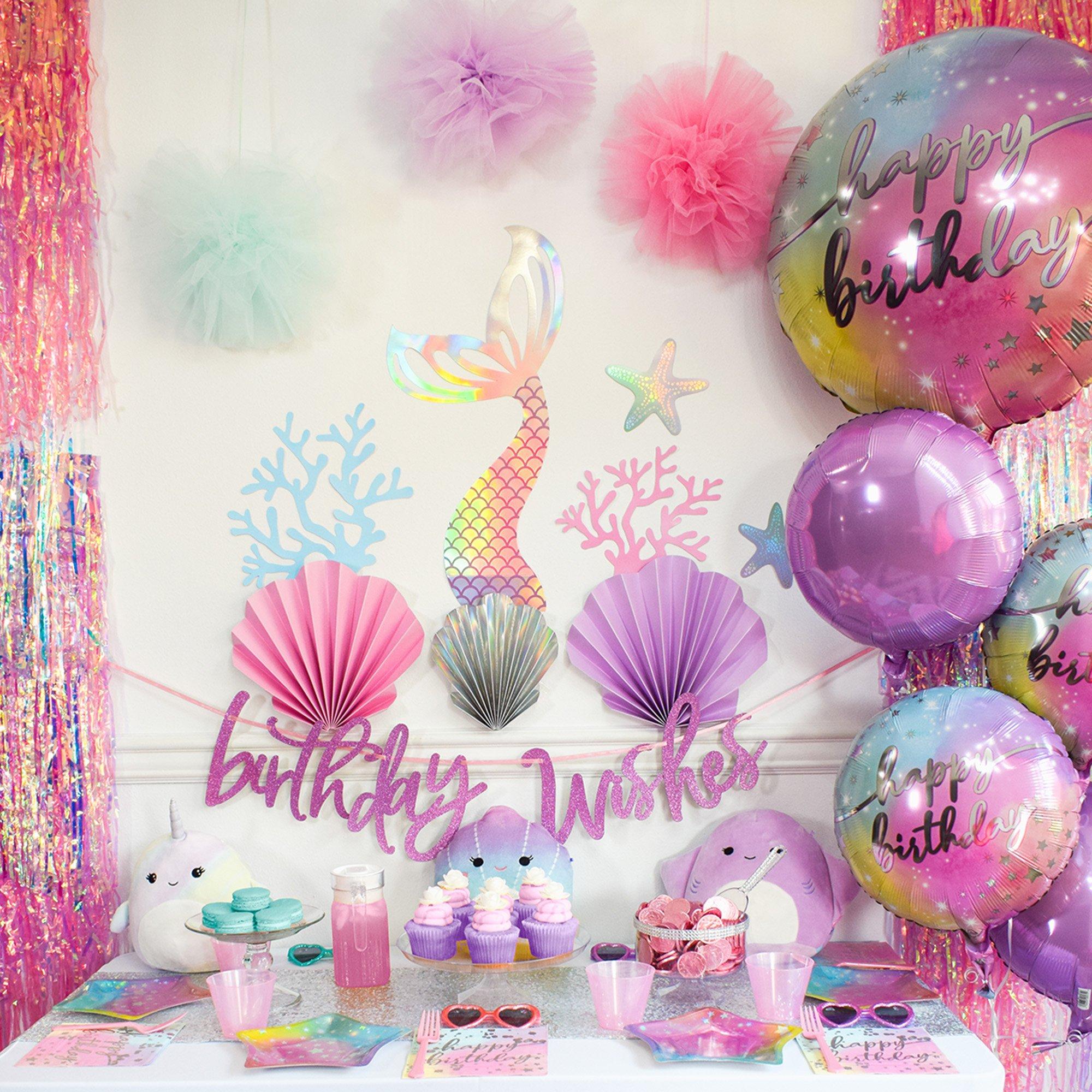 Iridescent Luminous Birthday Foil Balloon Bouquet. 5pc - Image 3