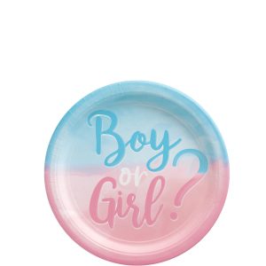 Boy or Girl? Gender Reveal Paper Dessert Plates. 7in. 8ct - The Big Reveal