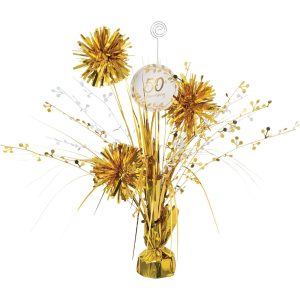 Gold 50th Anniversary Spray Centerpiece. 18in