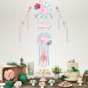 Free Spirit Boho Birthday Cardstock Wall Decorating Kit. 6pc