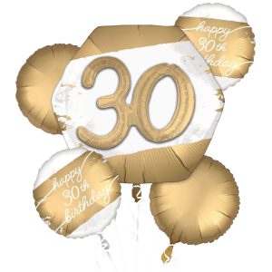 Golden Age 30th Birthday Foil Balloon Bouquet. 5pc