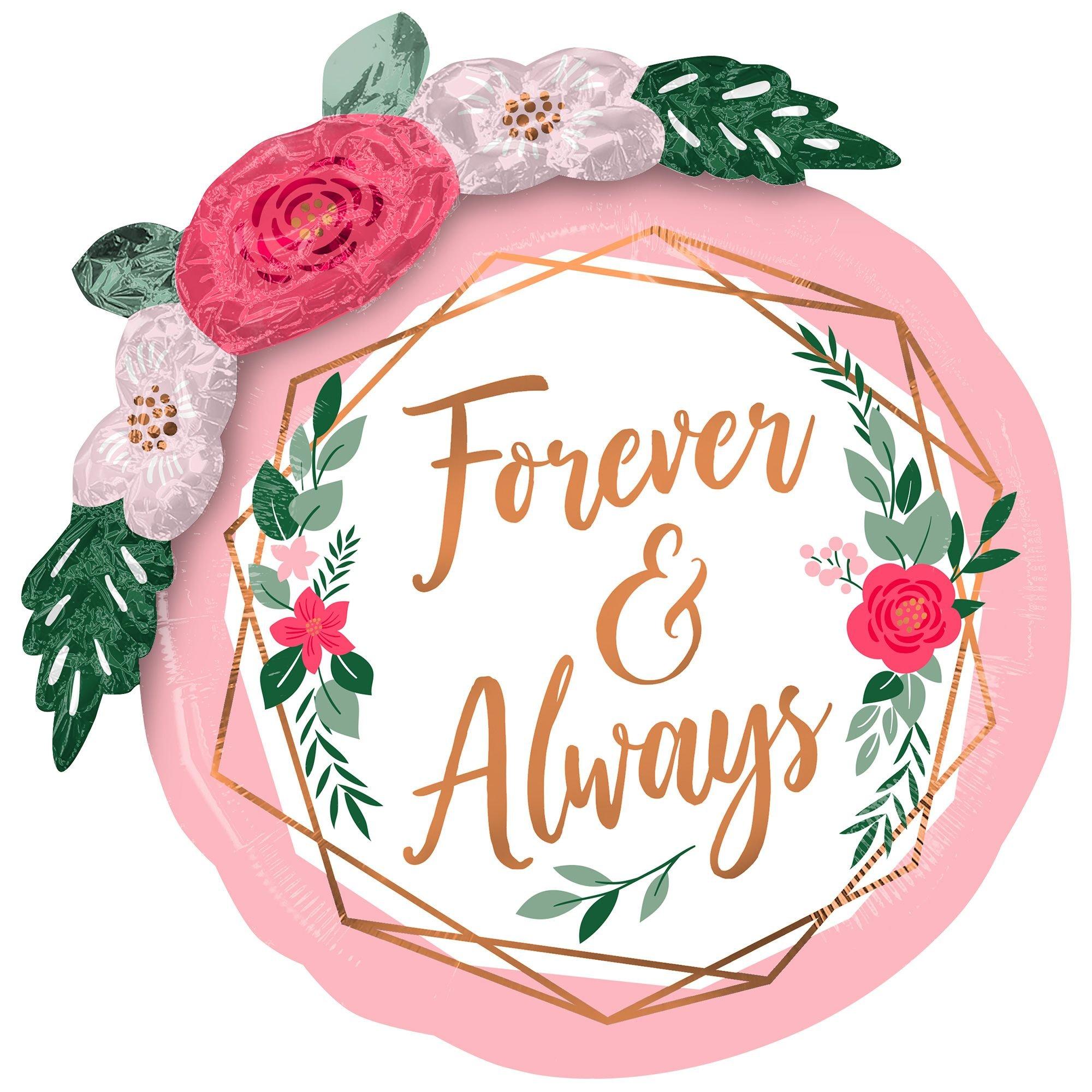 Rose Gold Geometric Floral Garland Forever & Always Foil Balloon. 36in