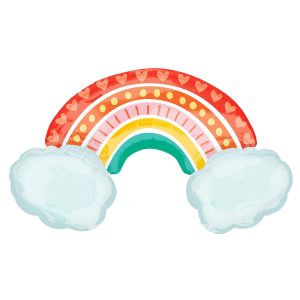 Retro Rainbow Foil Balloon. 37in x 22in