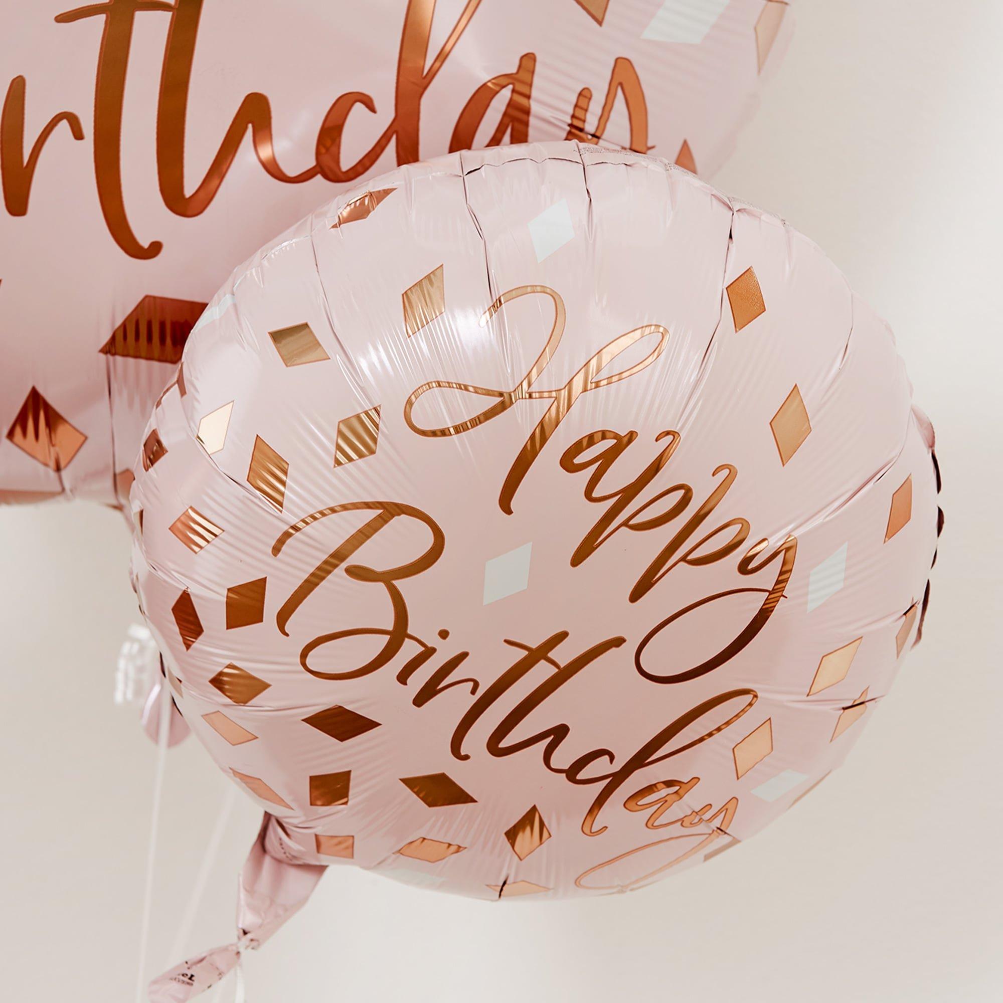 Metallic Blush Happy Birthday Foil Balloon. 18in - Image 2