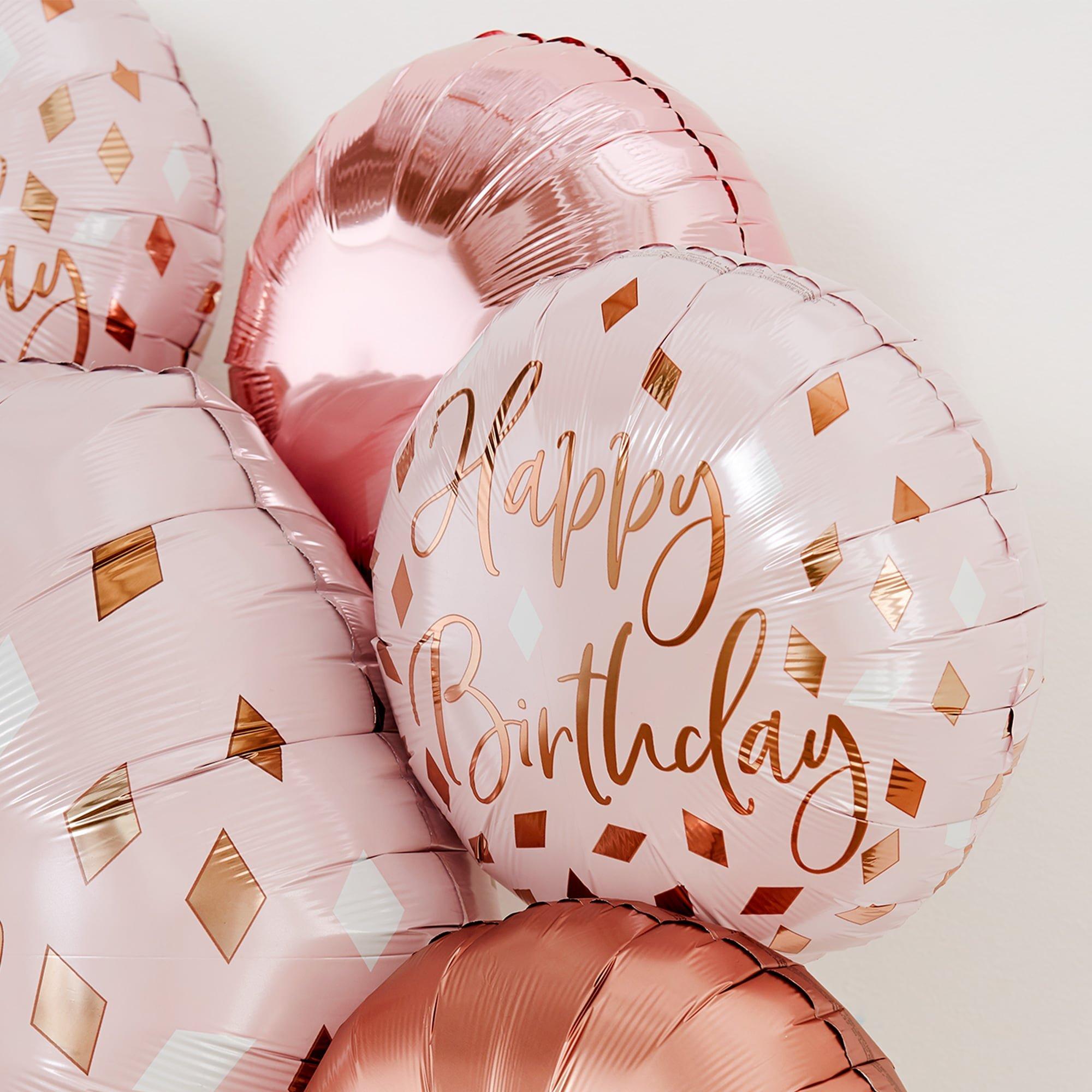 Metallic Blush Happy Birthday Foil Balloon. 18in - Image 4