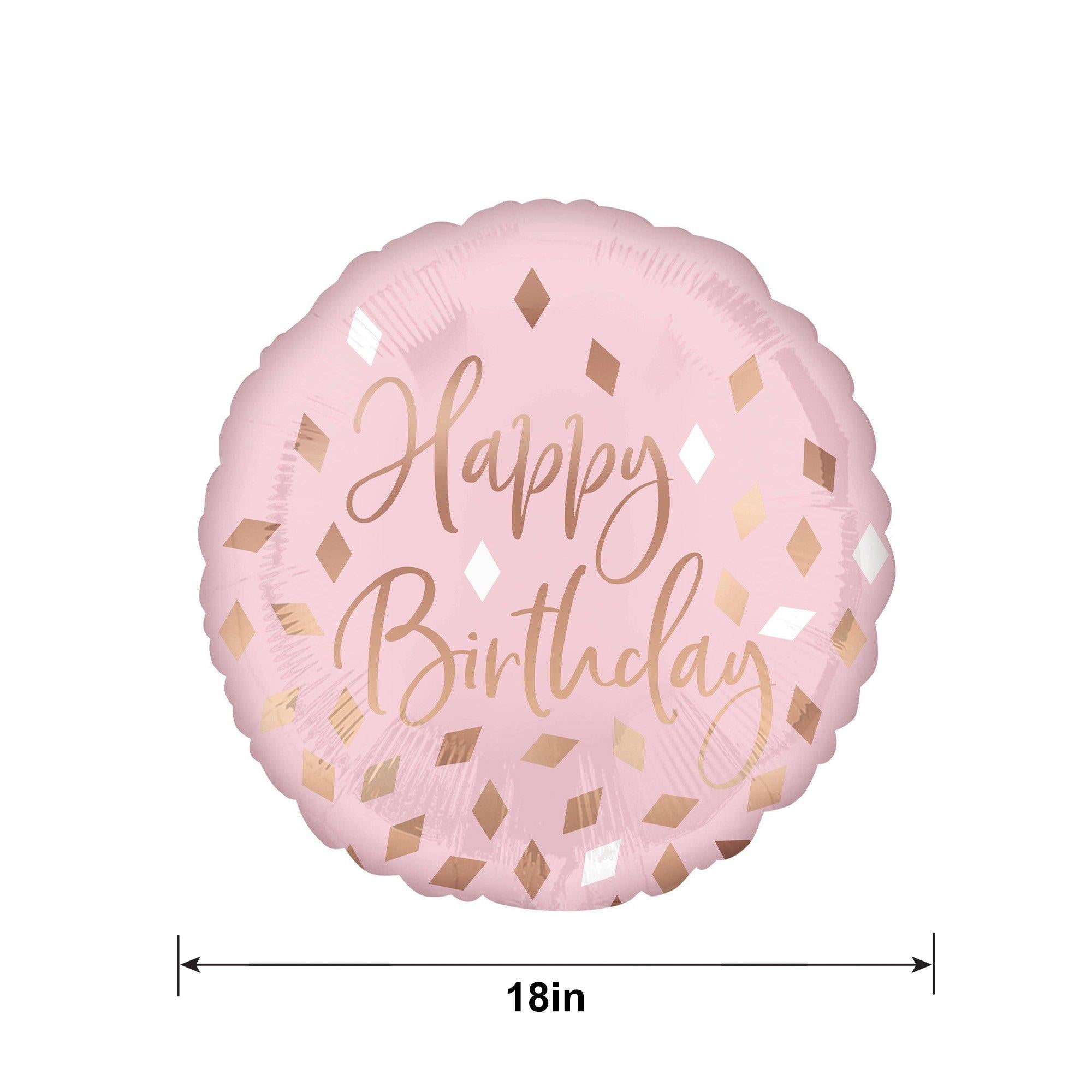 Metallic Blush Happy Birthday Foil Balloon. 18in - Image 6