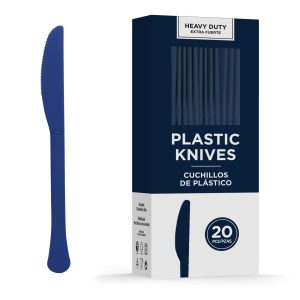 True Navy Blue Heavy-Duty Plastic Knives. 20ct