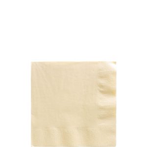 Vanilla Cream Paper Beverage Napkins. 5in. 40ct