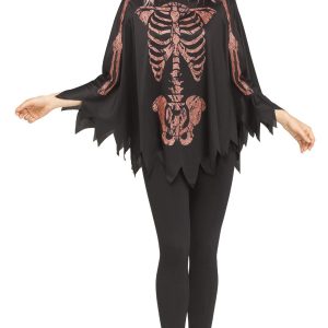 Rose Gold Skeleton Poncho for Adults