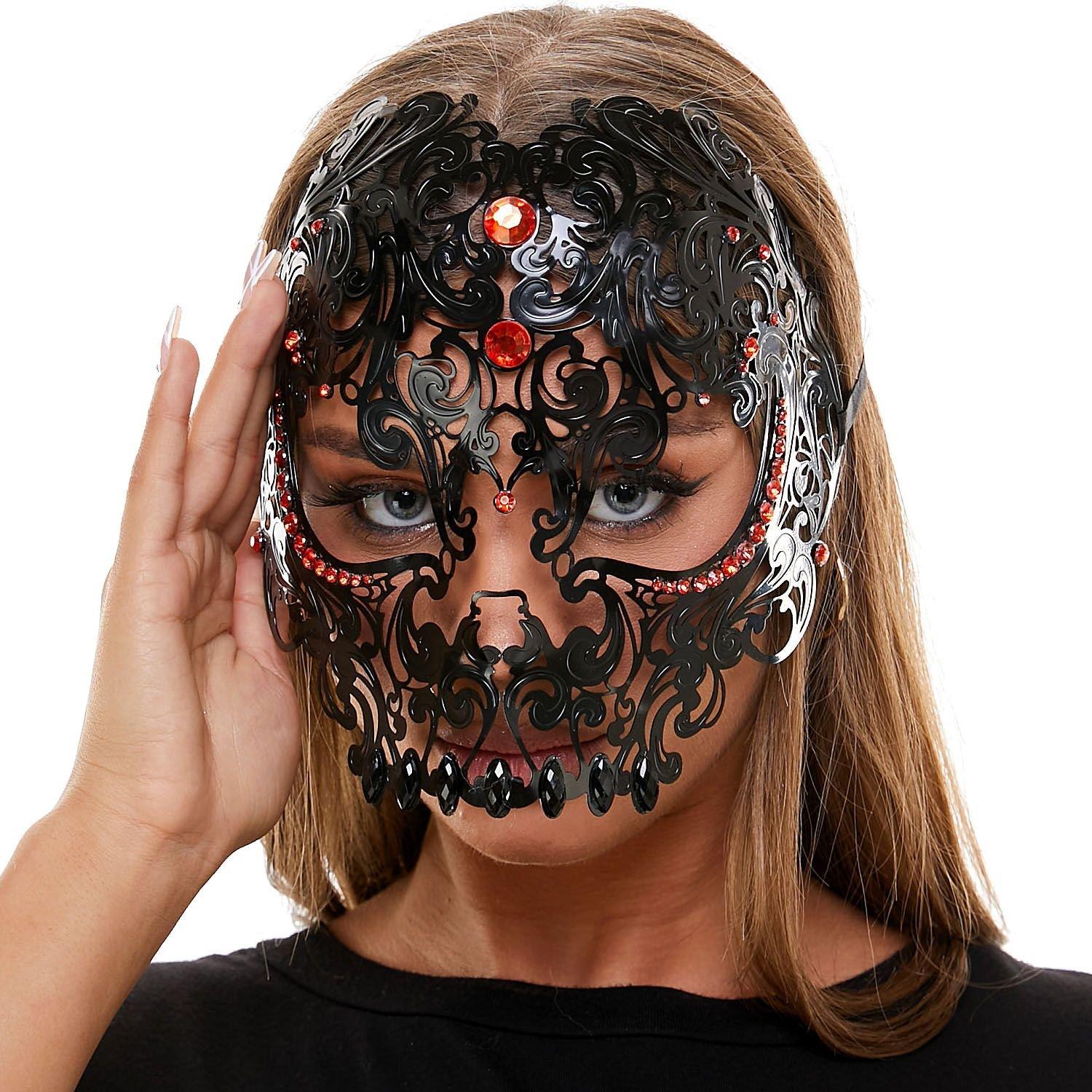 Filigree Black Skull Metal Mask - Image 2